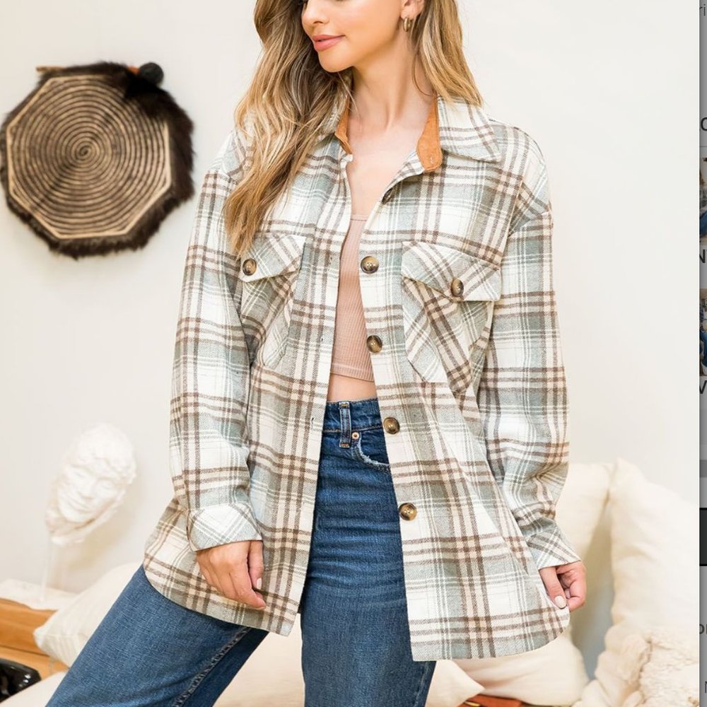 NWT - Plaid Button Up Shirt - Picture 5 of 8
